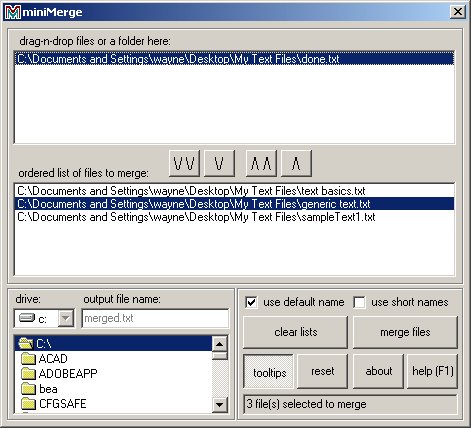 MiniMerge Screenshot